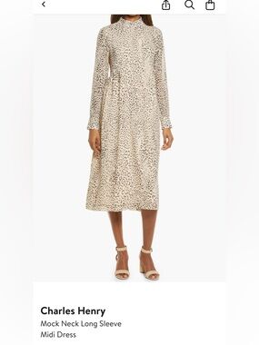 Charles Henry Cream Animal-Print Midi Dress Nordstrom